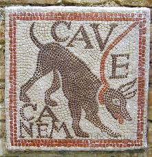 Mosaico romano. CAVE CANEN (cuidado perro). 43x43cm - Arte Romano